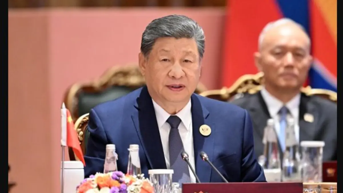 Chinese President Xi Jinping speaking at the 18th BRICS Summit in New Delhi