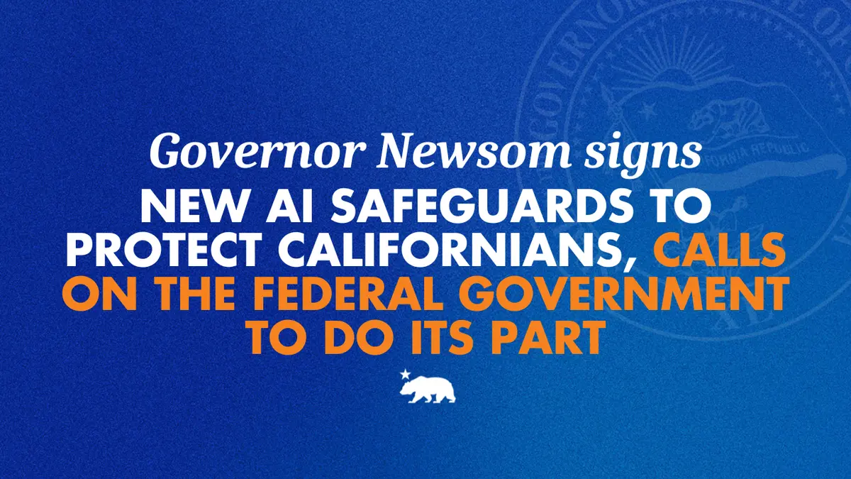 Official California government graphic announcing new AI safeguards