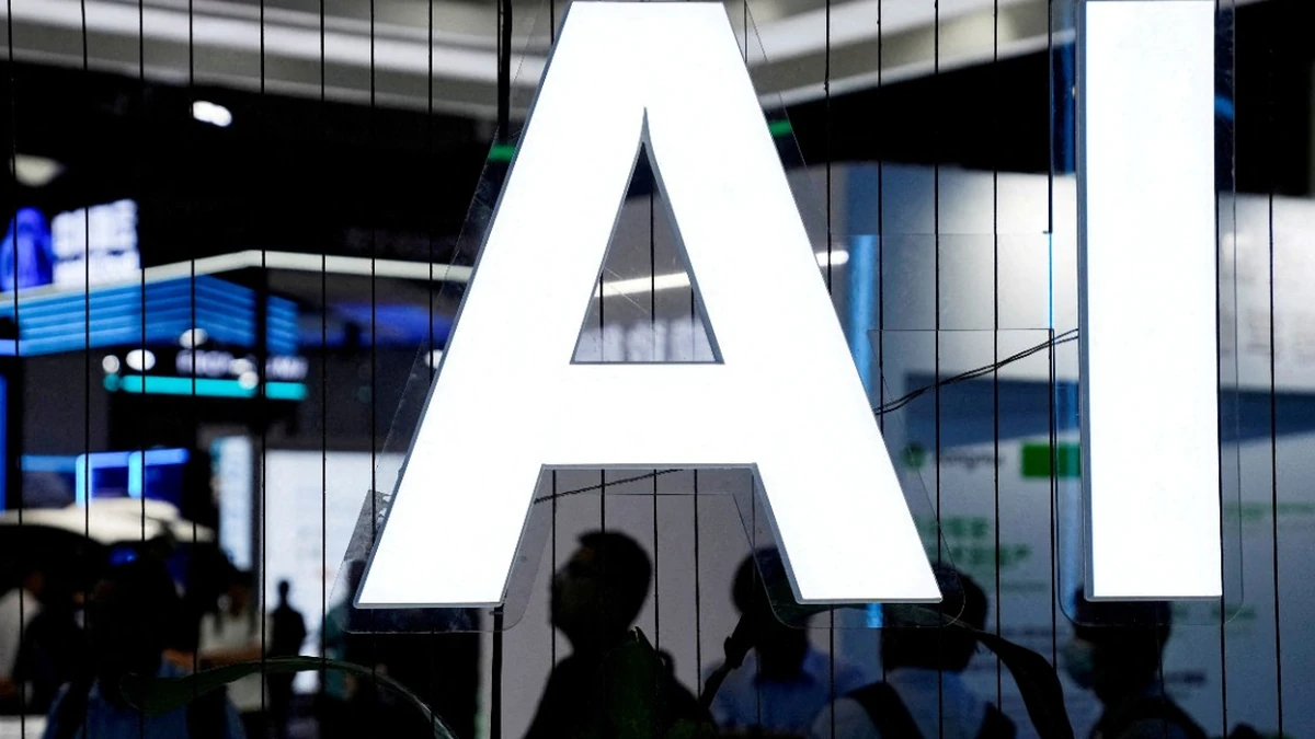 An AI sign at the 2023 World Artificial Intelligence Conference in Shanghai