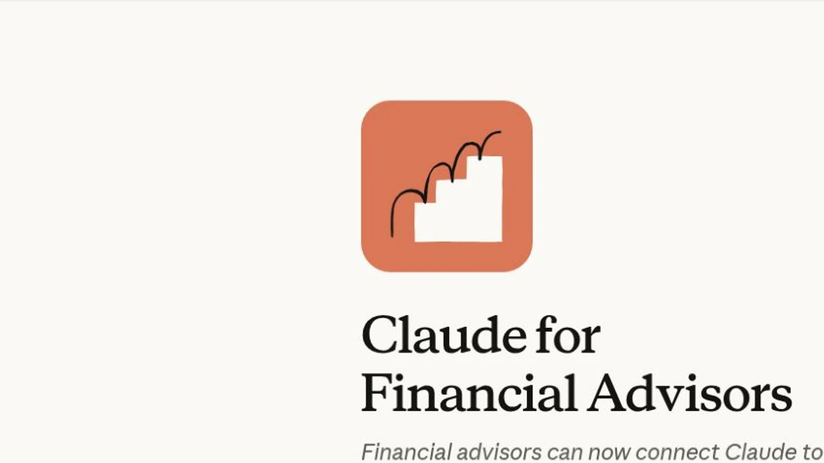 Claude for Financial Advisors launch page with official product icon and headline