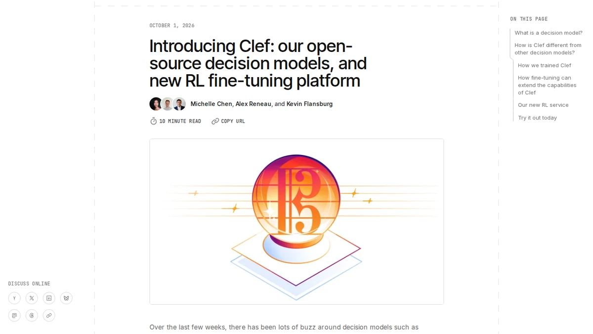 Cloudflare's Clef and Clef-flash launch post and reinforcement-learning fine-tuning announcement