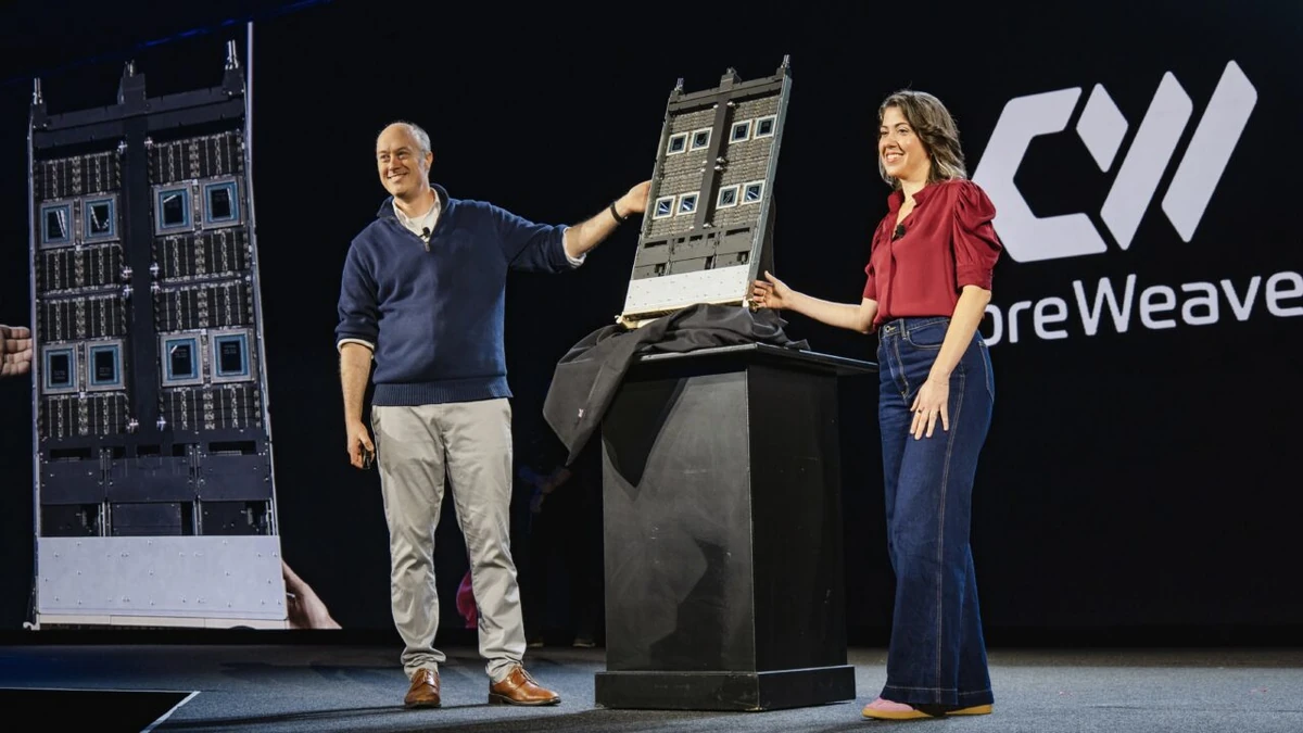 Vera Rubin hardware displayed onstage at a CoreWeave event