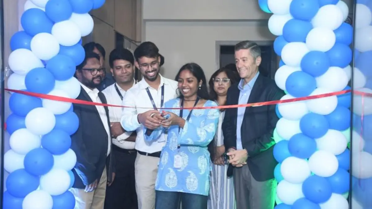 People cut a ribbon at the inauguration of Digital Divide Data’s Dehradun center