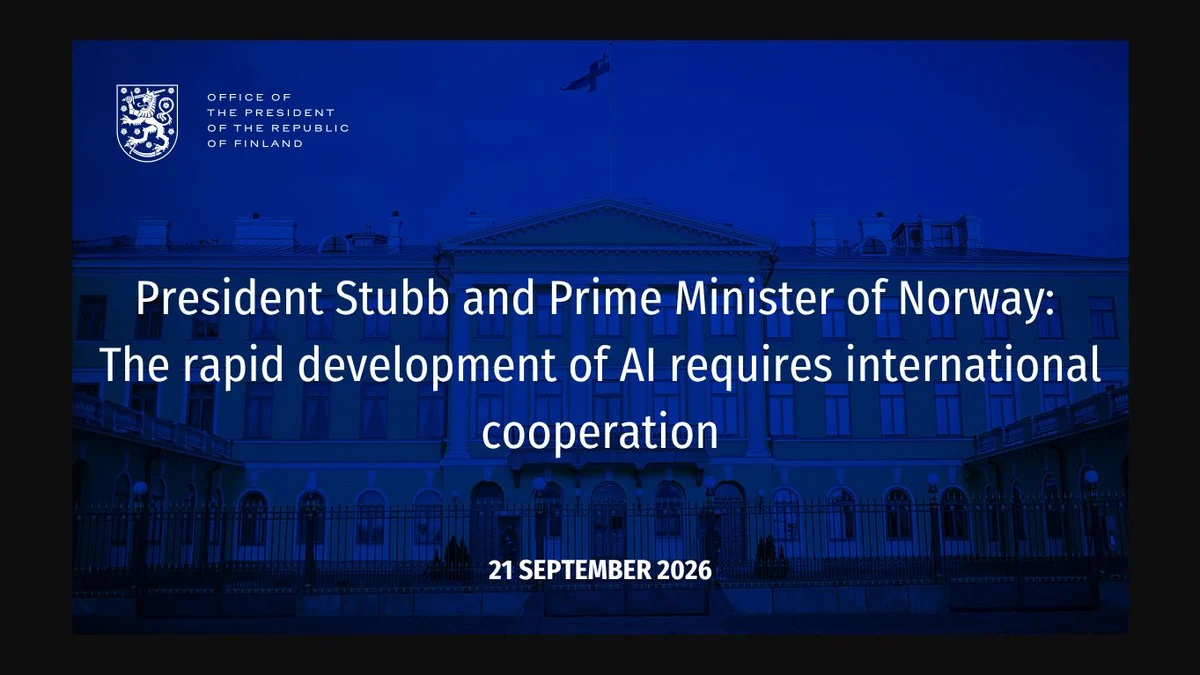 Official Finnish presidency visual announcing an international call for human control of frontier AI