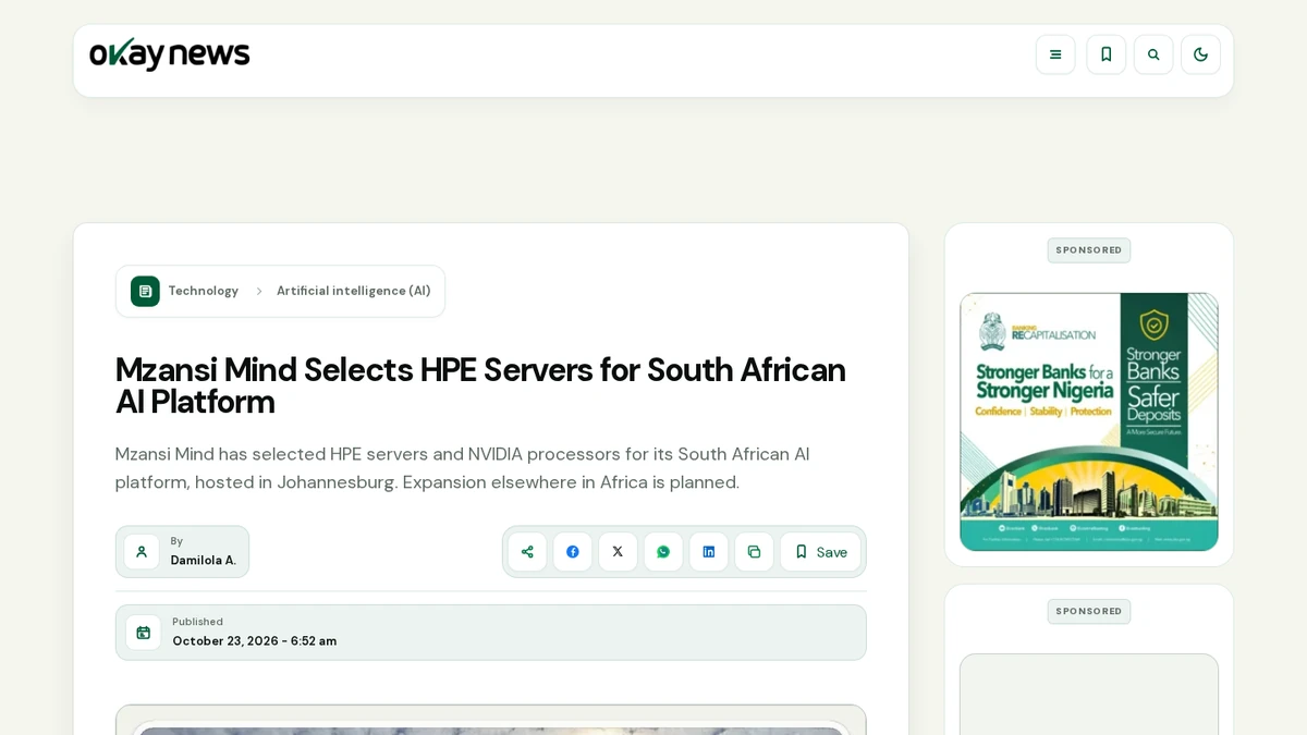 Okay News report on the HPE Mzansi Mind deployment, with a file photograph of HPE headquarters