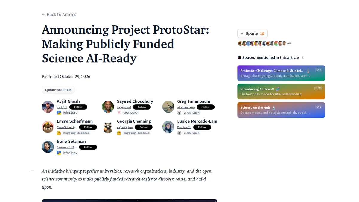 Announcing Project ProtoStar: Making Publicly Funded Science AI-Ready official announcement page