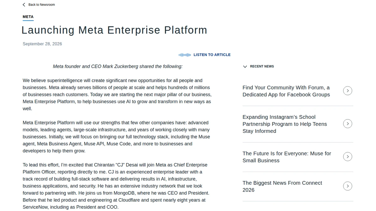 Meta announces the Muse Enterprise Platform