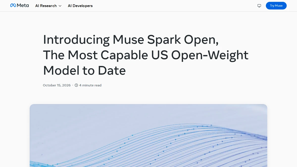 Meta AI Research announcement of the Muse Spark Open model and its release details