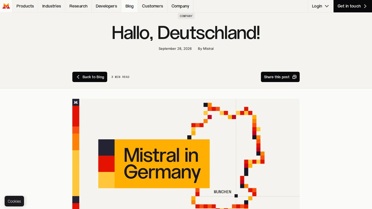 Mistral AI's announcement of its Munich industrial AI hub