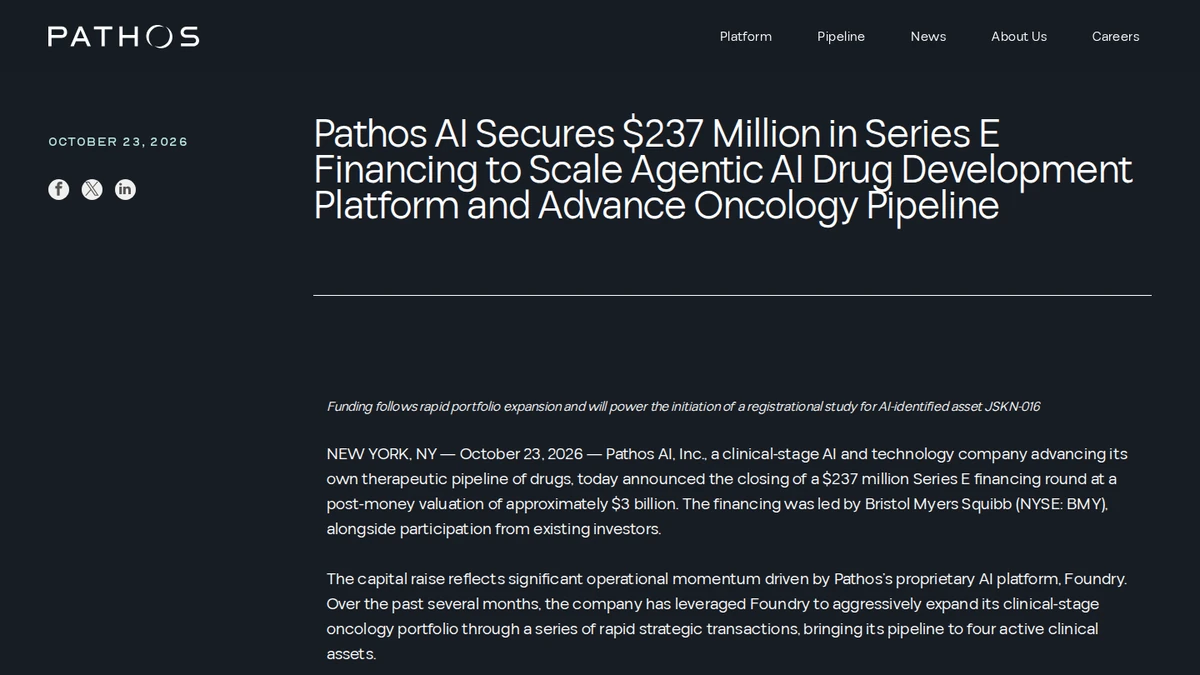Pathos AI announcement of its 237 million dollar Series E financing