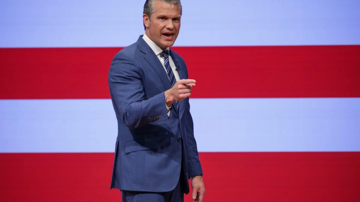 Defense Secretary Pete Hegseth delivering the State of the Force address at Quantico