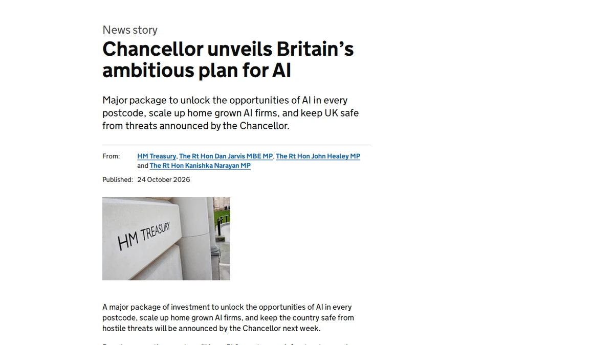 UK government announcement of its AI security and biosecurity funding package