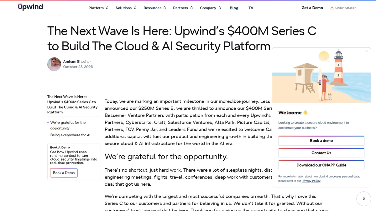 The Next Wave Is Here: Upwind’s $400M Series C to Build The Cloud & AI Security Platform source page